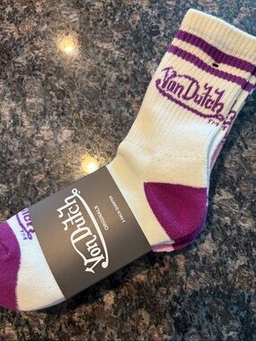Von Dutch pink and Purple Logo quarter Socks three pairs. Brand new